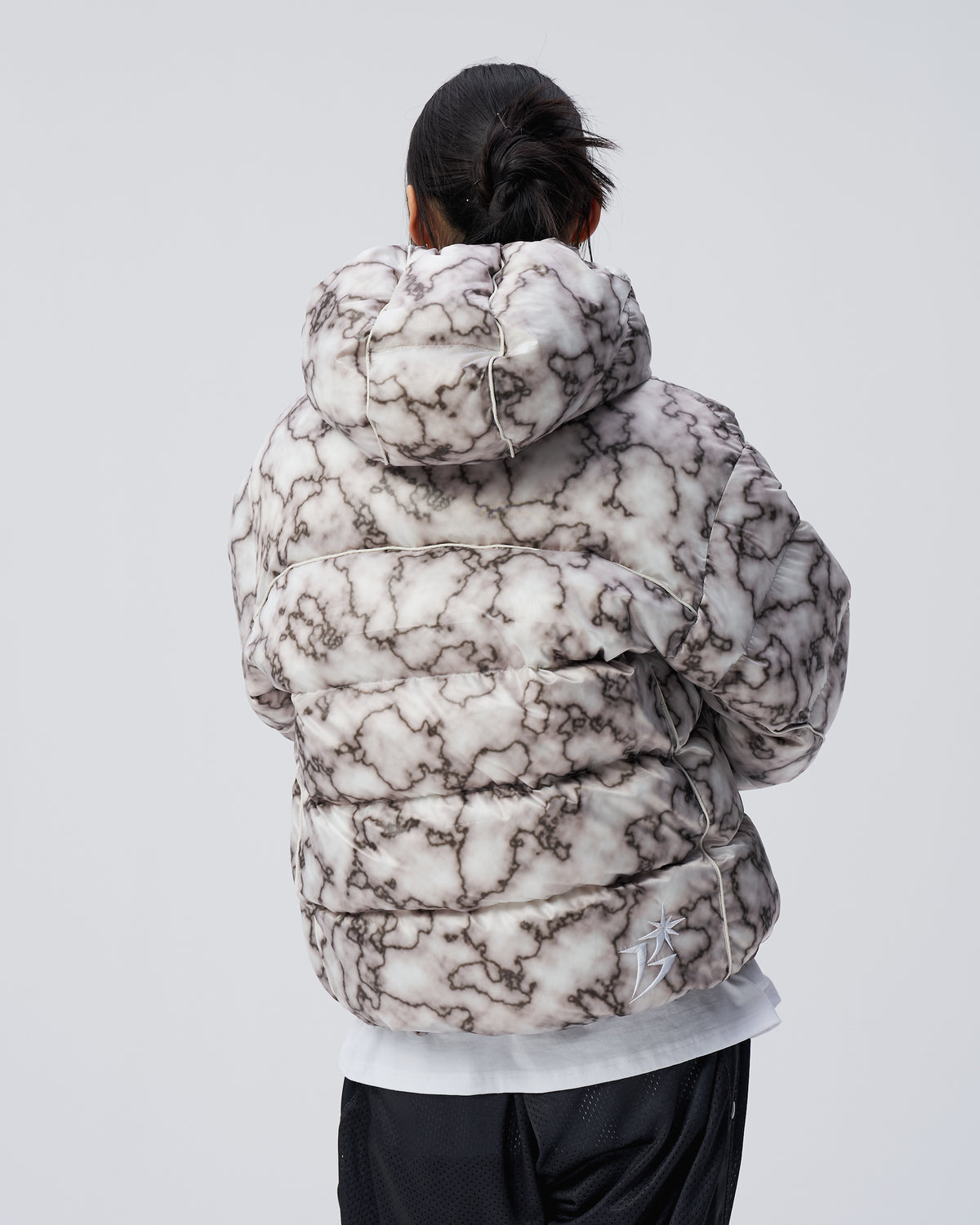 B Logo Hooded Down Jacket