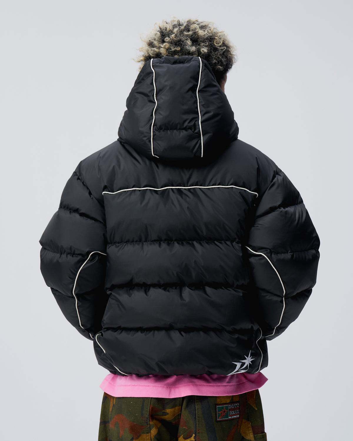 B Logo Hooded Down Jacket
