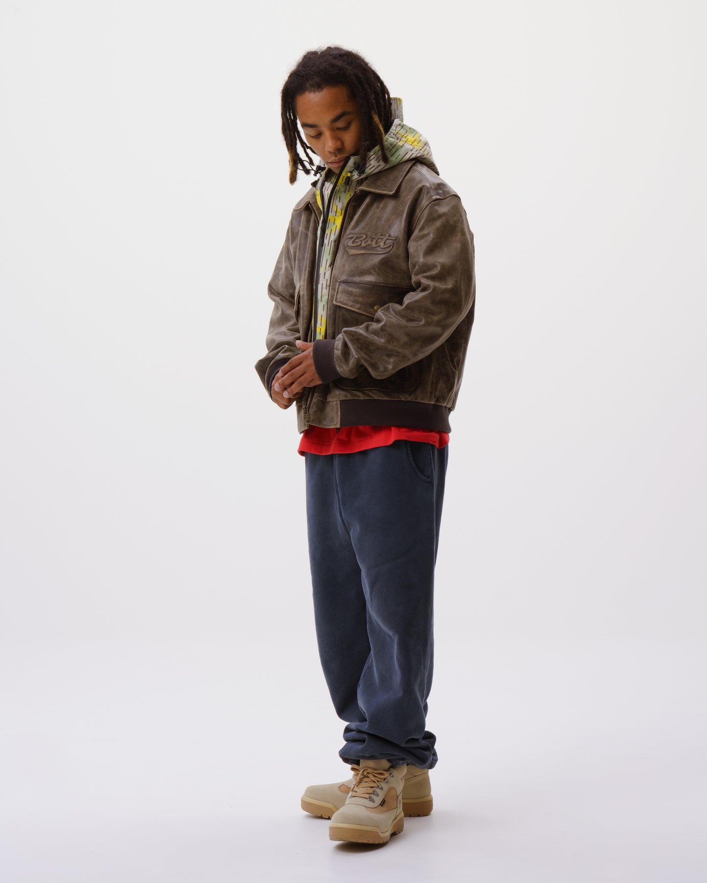 Script Logo Cracked Leather Jacket