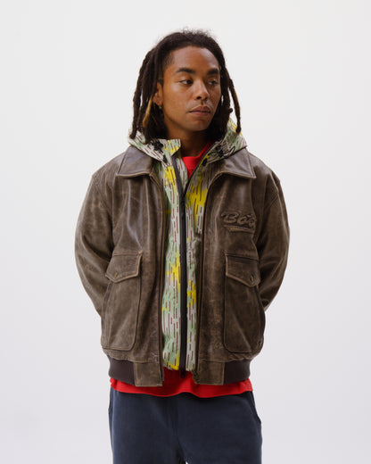 Script Logo Cracked Leather Jacket