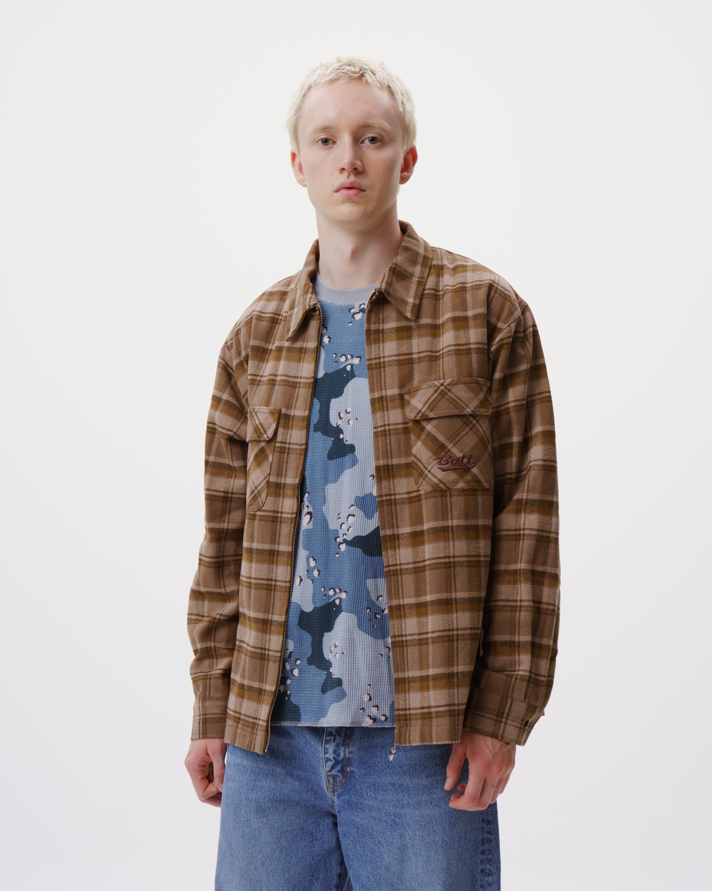 Zip-Up Flannel Shirt