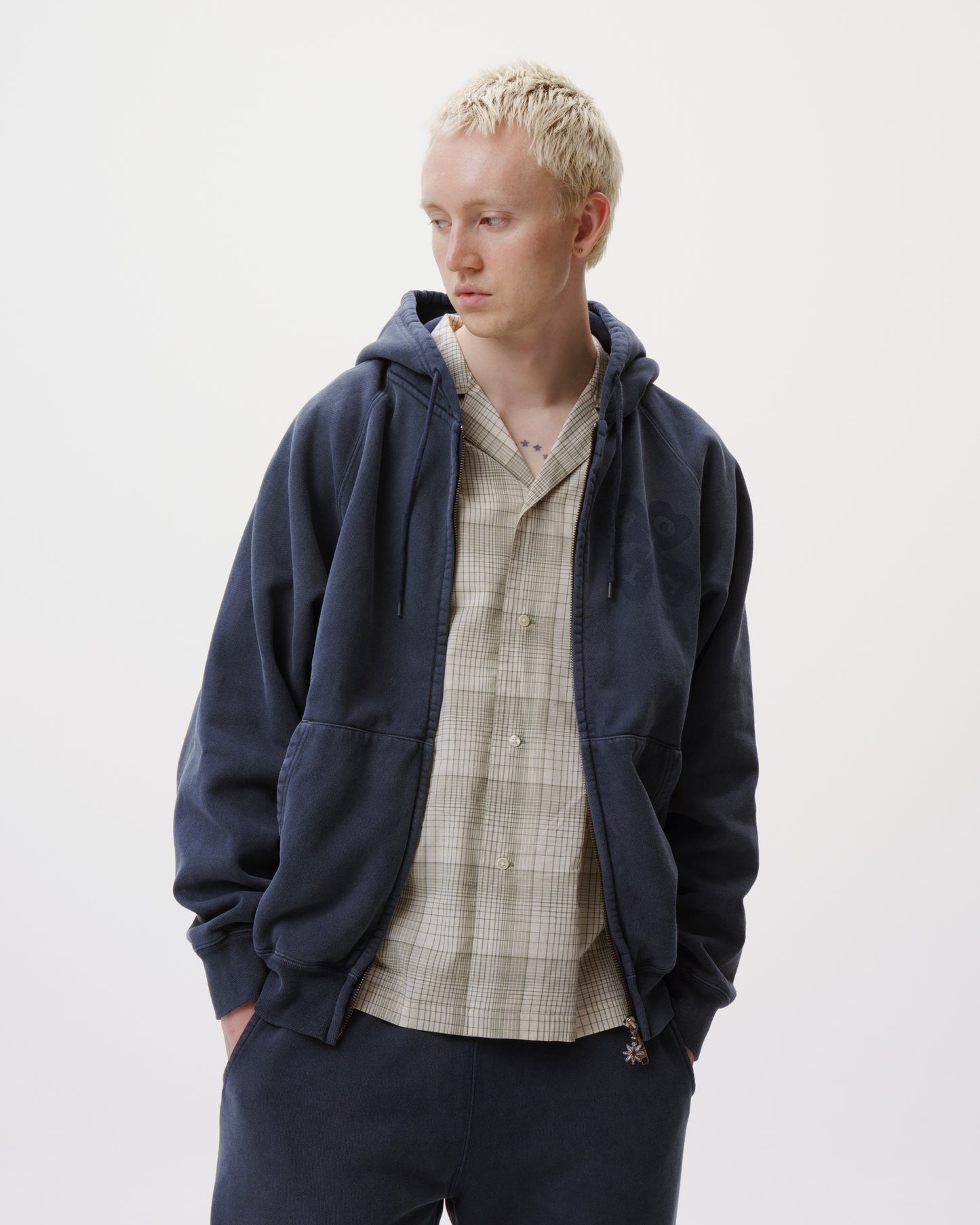 Washed Lucky Logo Zip Hoodie