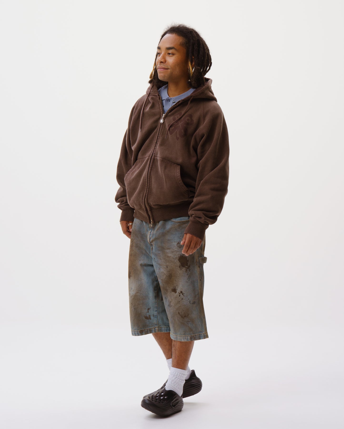 Washed Lucky Logo Zip Hoodie
