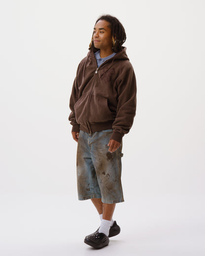 Washed Lucky Logo Zip Hoodie