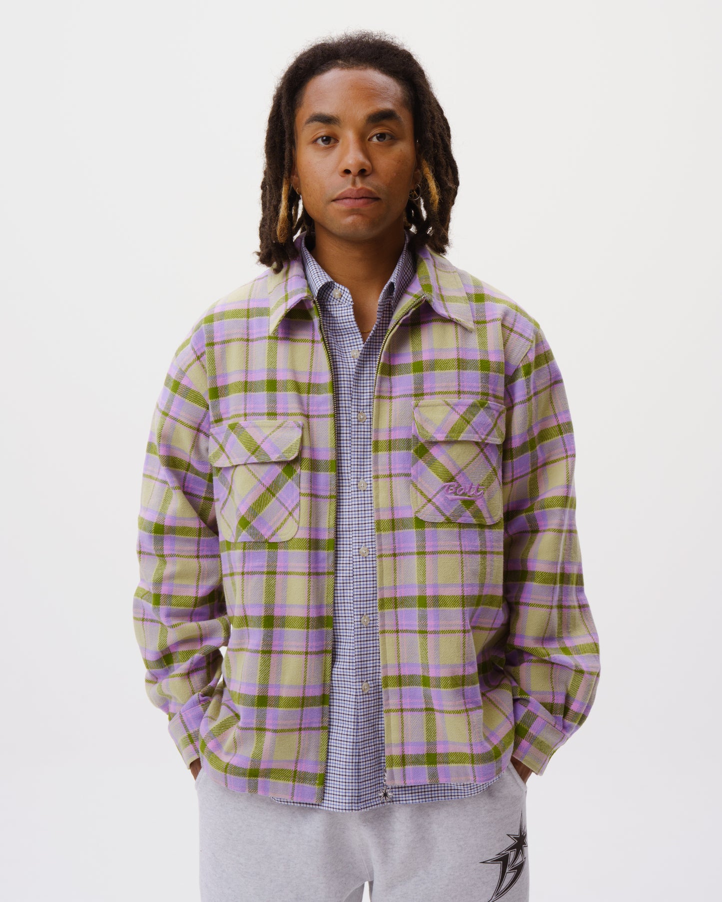 Zip-Up Flannel Shirt