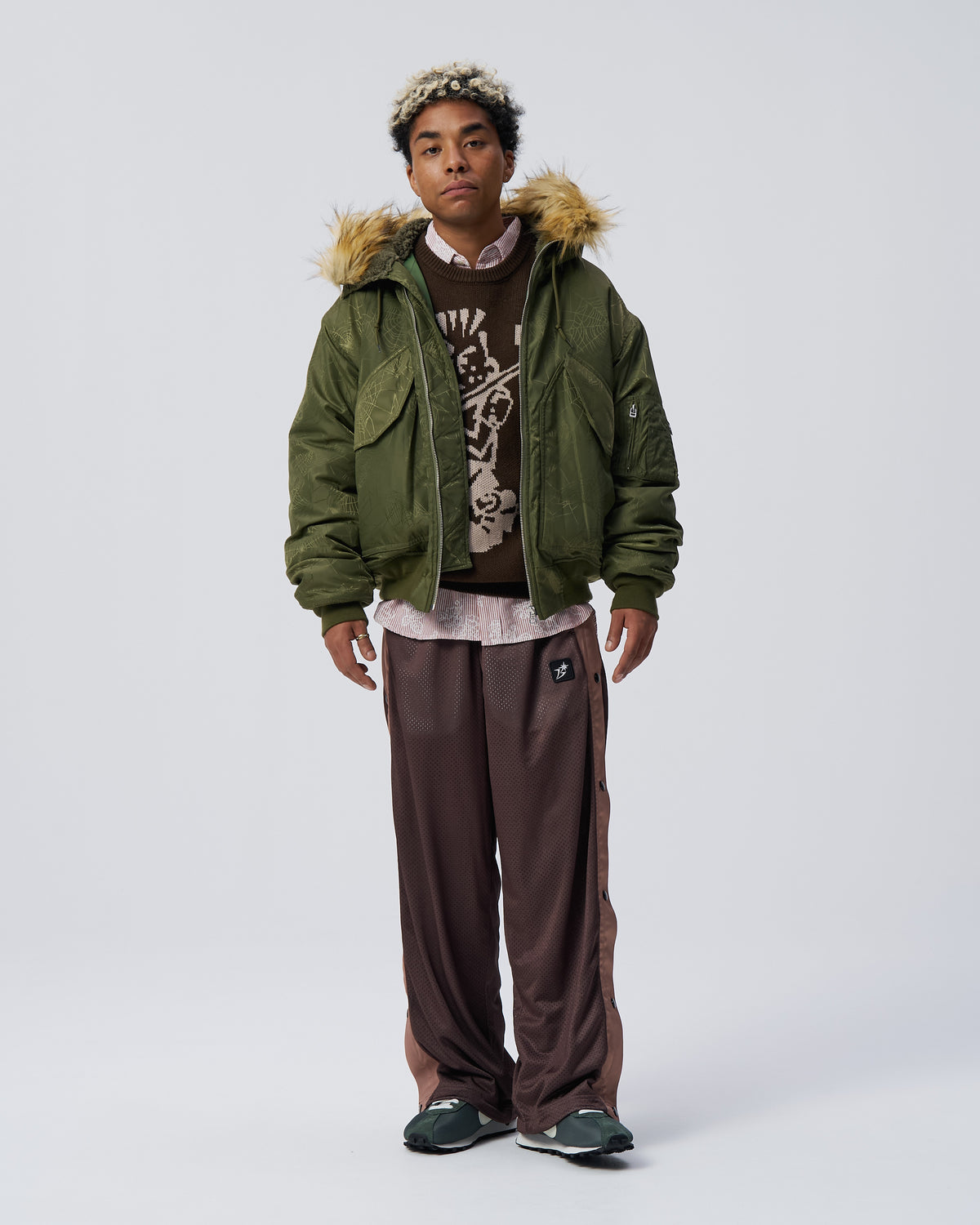 Hooded Jacquard Bomber Jacket