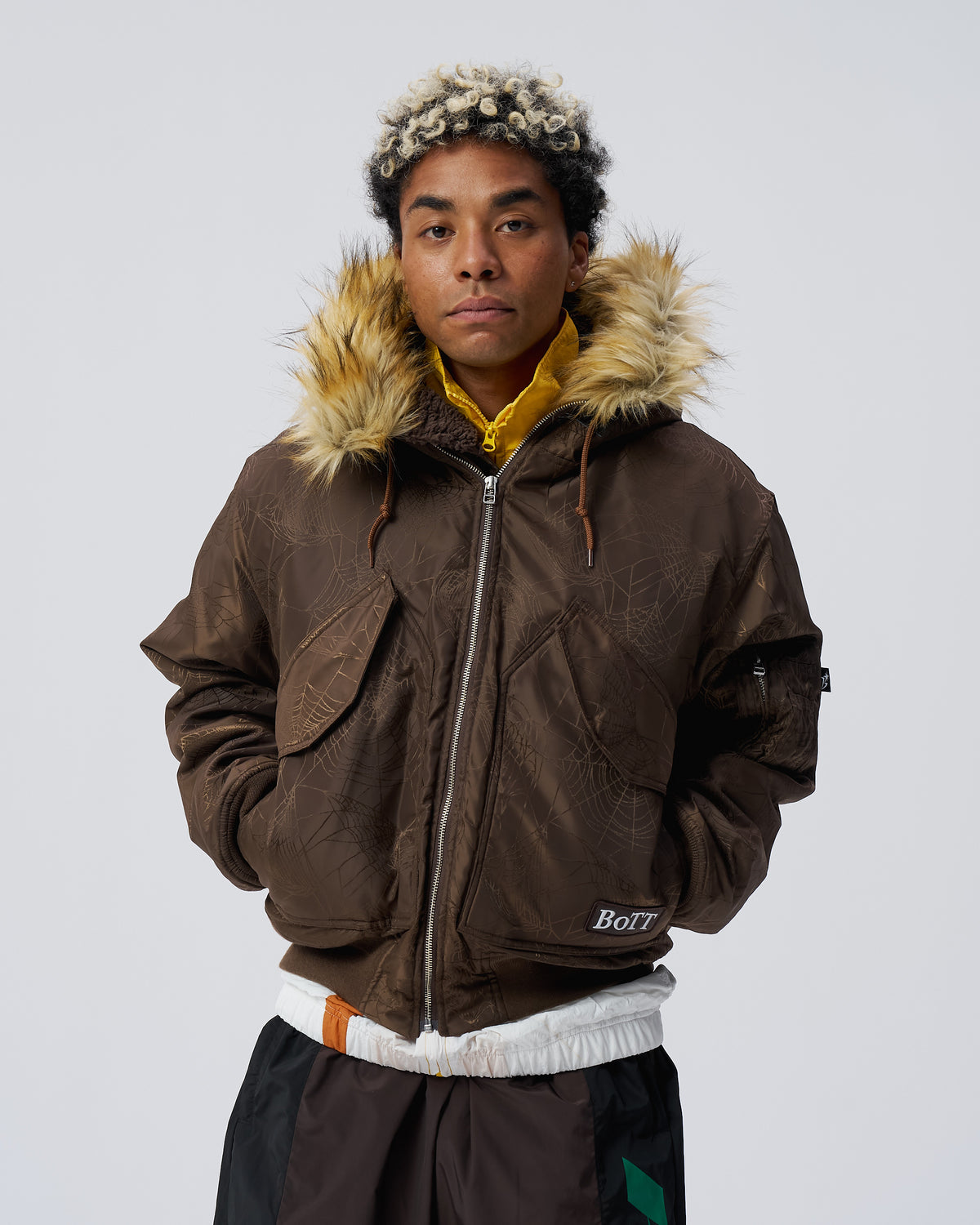 Hooded Jacquard Bomber Jacket