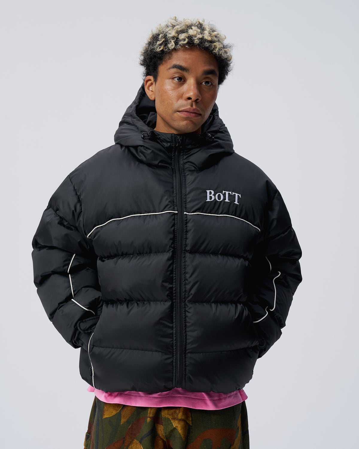 B Logo Hooded Down Jacket