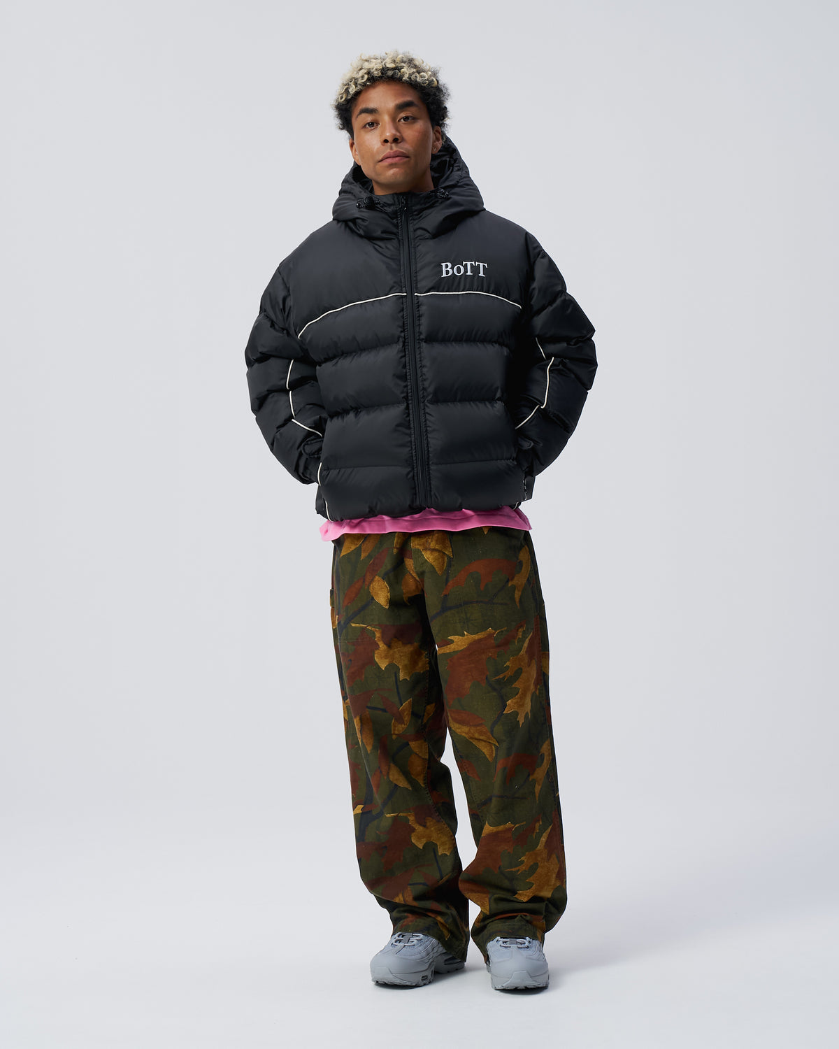 B Logo Hooded Down Jacket