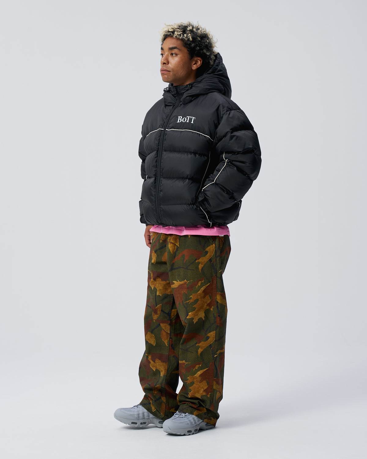 B Logo Hooded Down Jacket