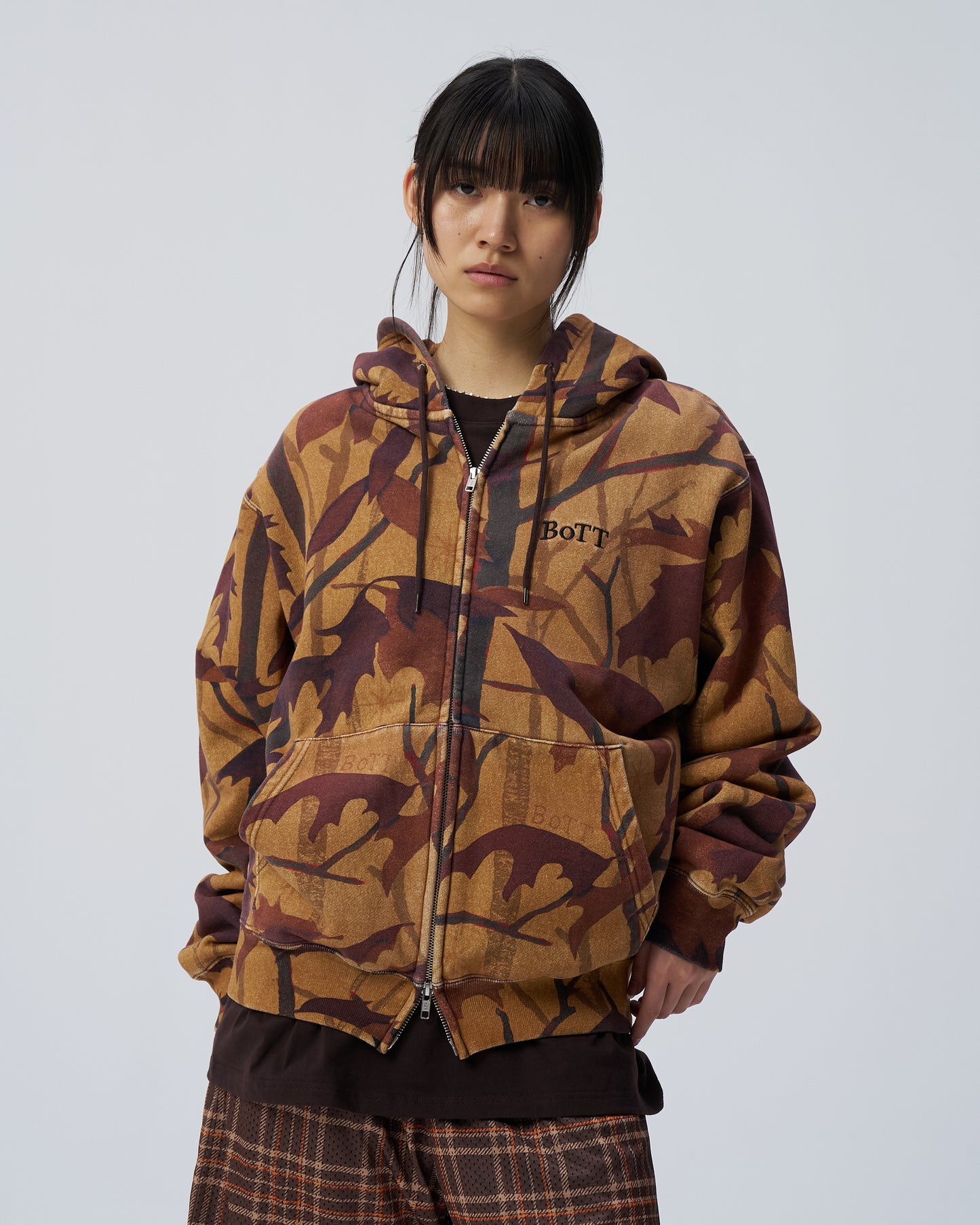 Washed Tree Camo Zip Hoodie