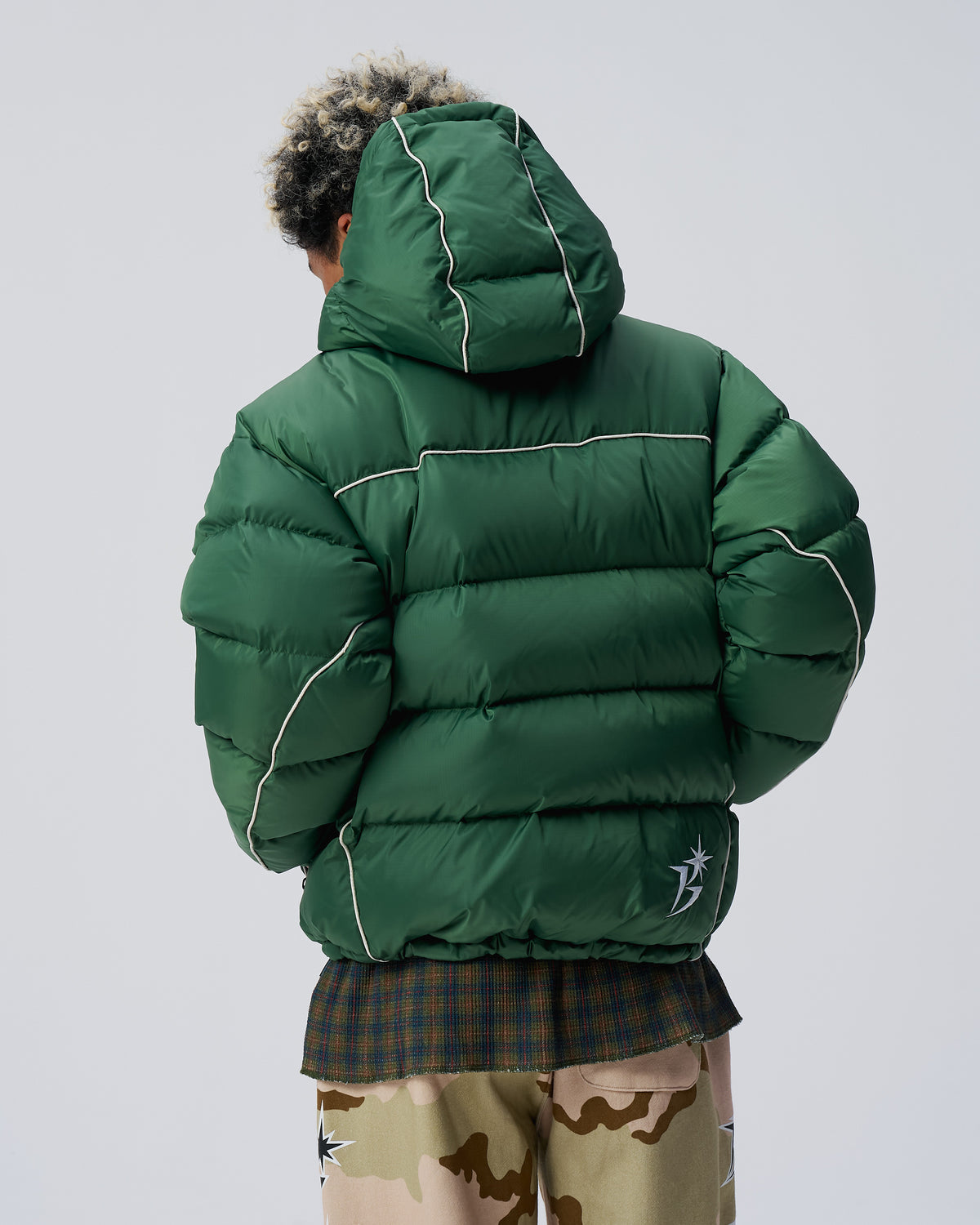 B Logo Hooded Down Jacket
