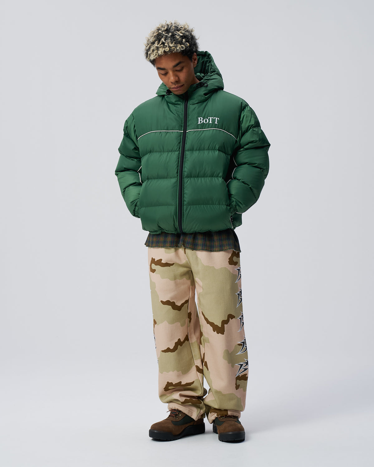 B Logo Hooded Down Jacket