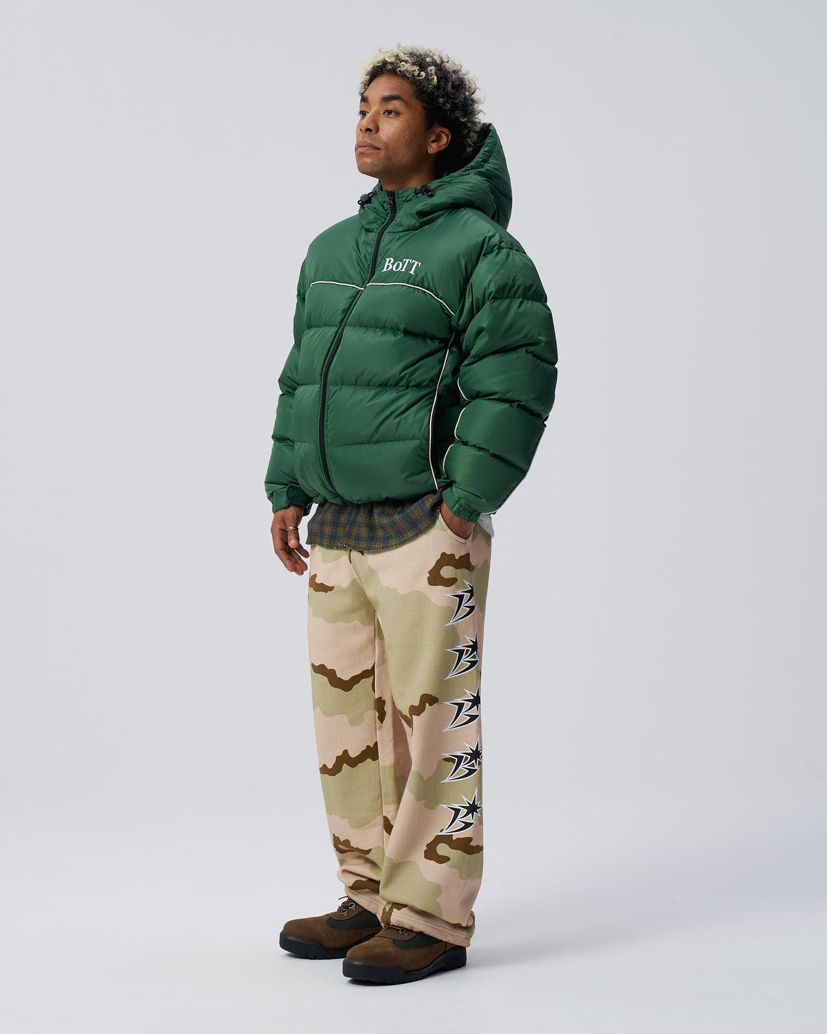 B Logo Hooded Down Jacket