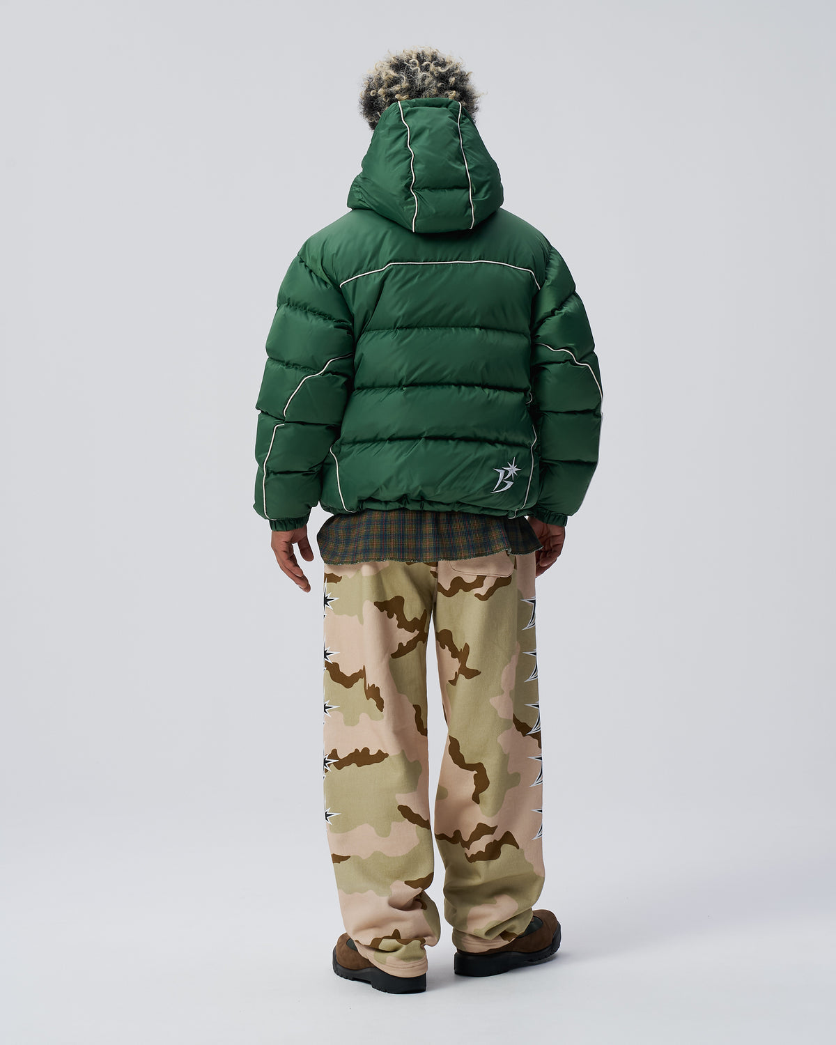 B Logo Hooded Down Jacket