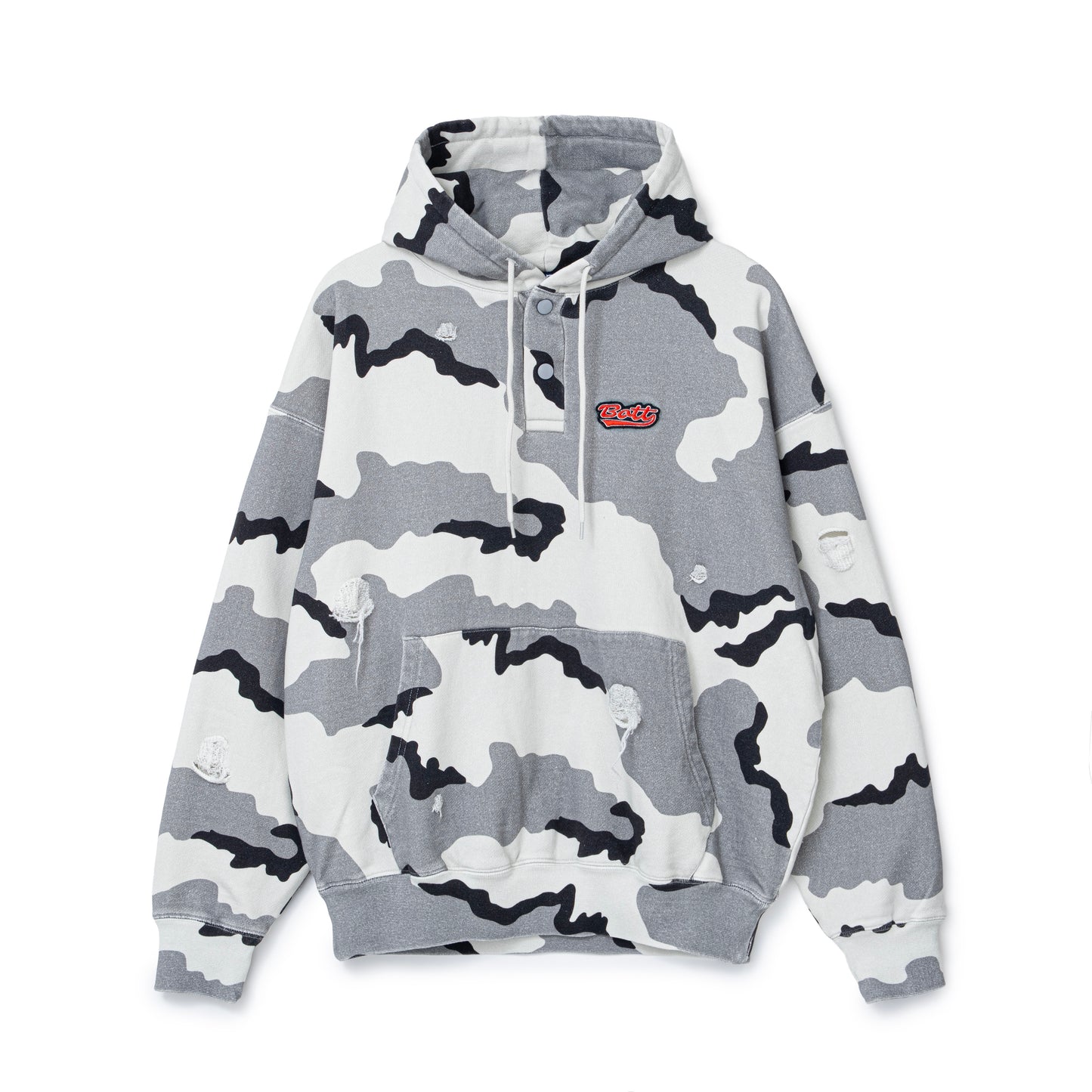 Henley-neck Camo Hoodie