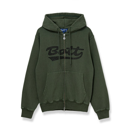 Washed Script Logo Zip Hoodie