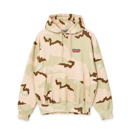 Henley-neck Camo Hoodie