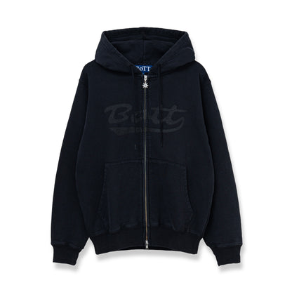 Washed Script Logo Zip Hoodie