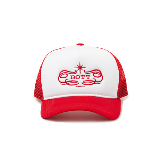 Luxe Logo Mesh-Back 5-Panel Trucker Cap