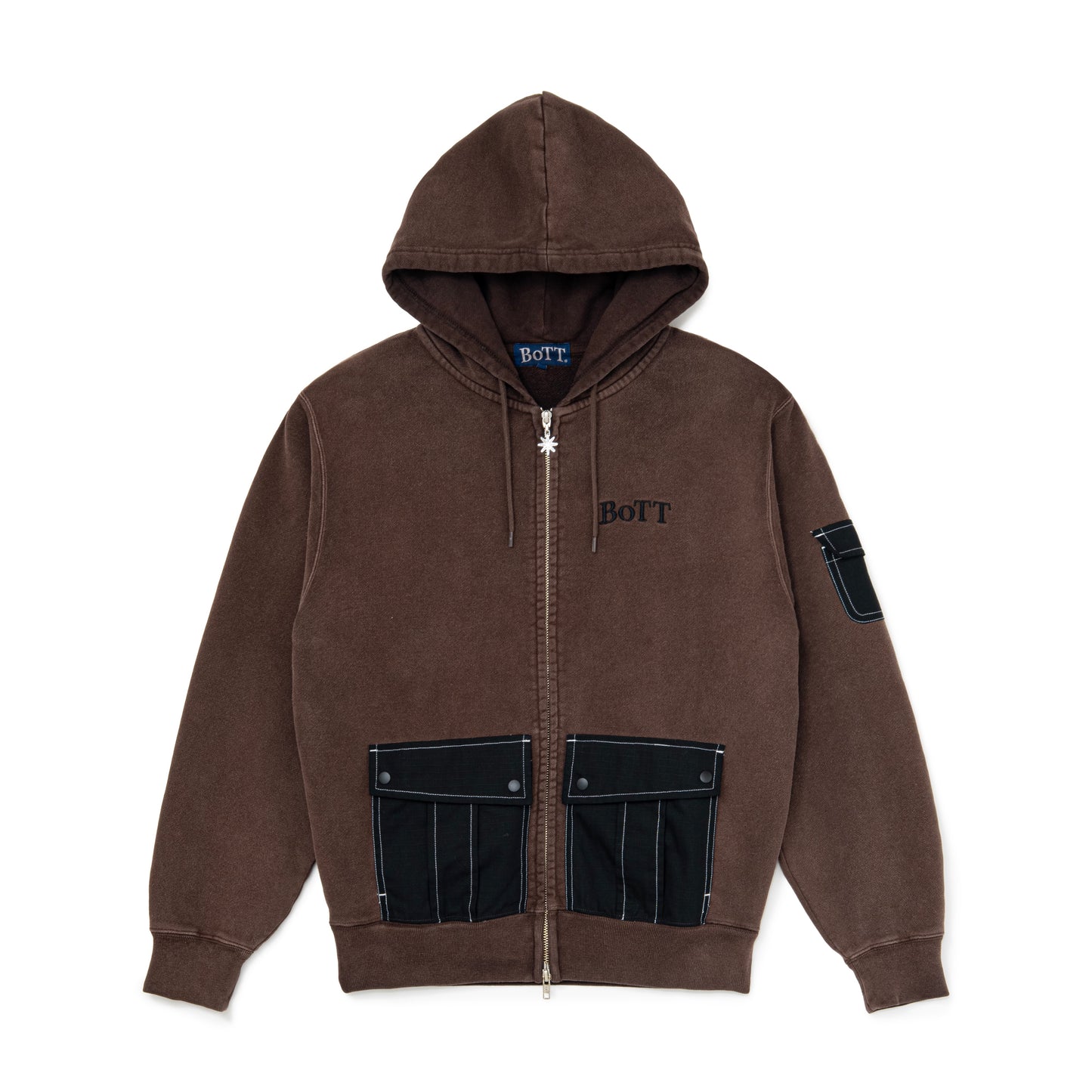 Washed Cargo Pocket Zip Hoodie