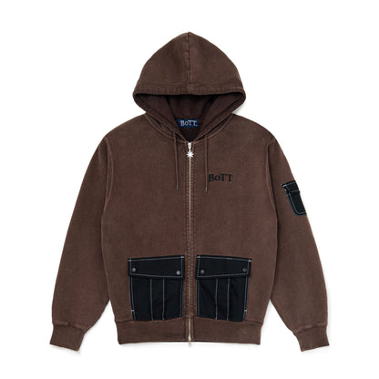Washed Cargo Pocket Zip Hoodie