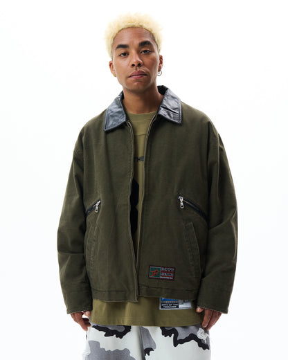 Leather Collar Work Jacket