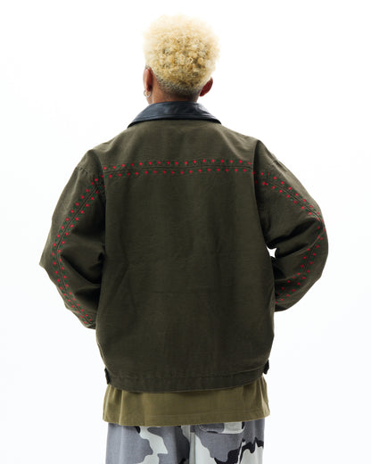 Leather Collar Work Jacket