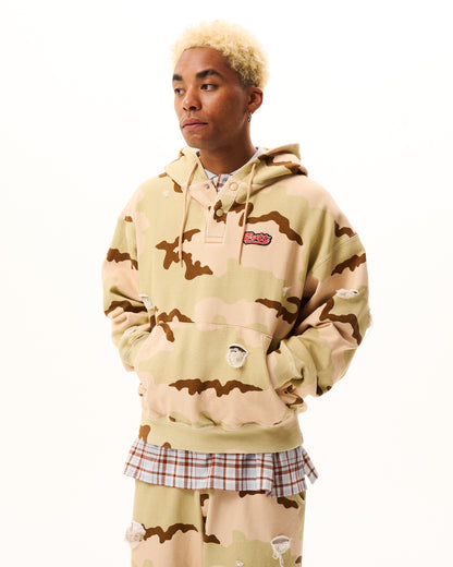 Henley-neck Camo Hoodie