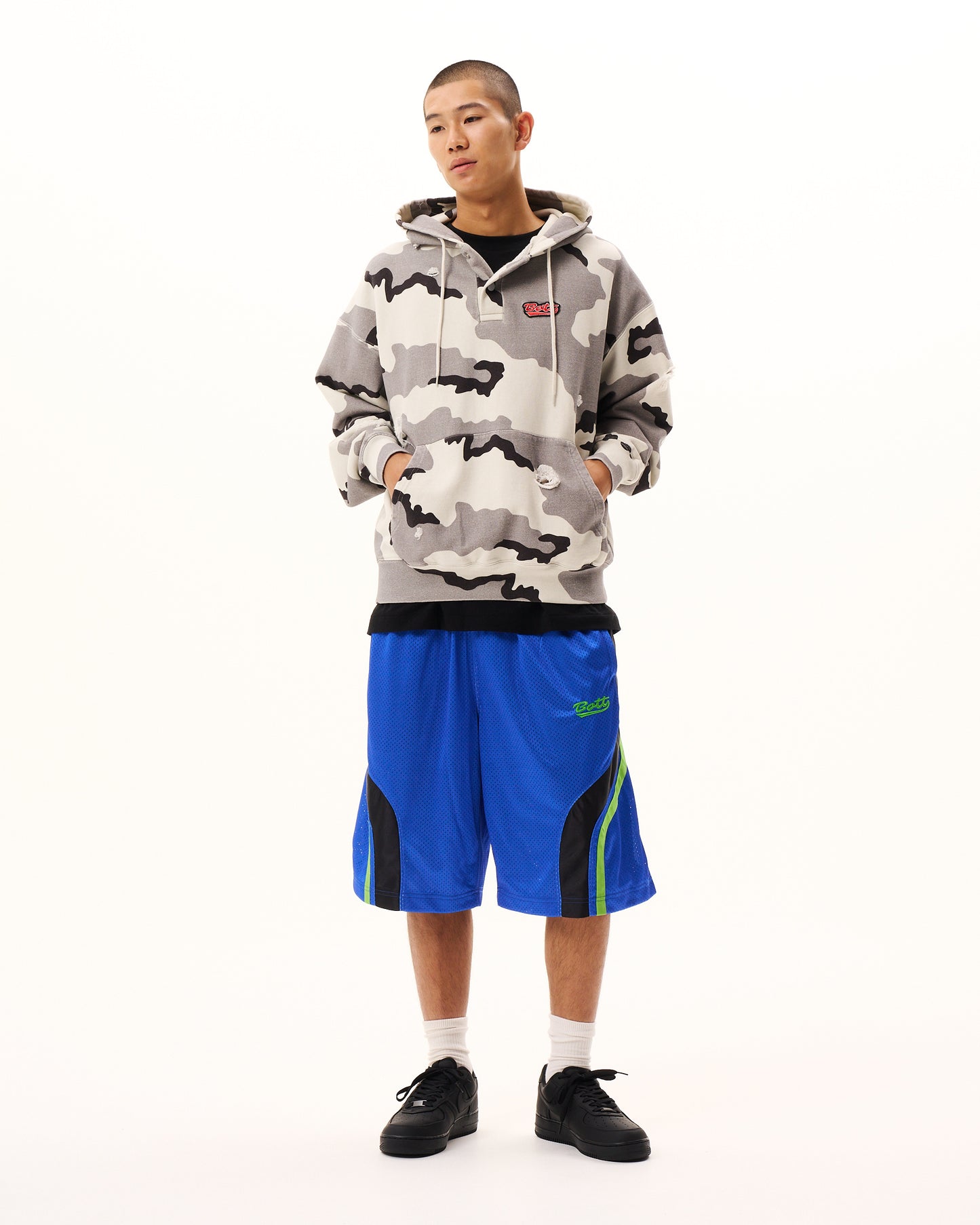 Henley-neck Camo Hoodie