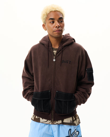 Washed Cargo Pocket Zip Hoodie