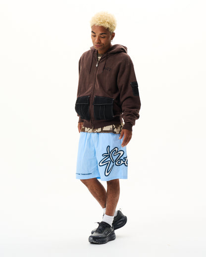 Washed Cargo Pocket Zip Hoodie