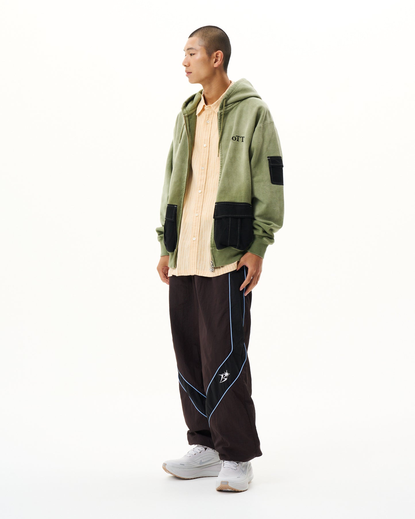 Washed Cargo Pocket Zip Hoodie