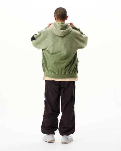 Washed Cargo Pocket Zip Hoodie